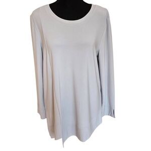 By JJ Womens Asymmetrical Hem Crew Neck Long Sleeve Tunic Top Beige Size Medium